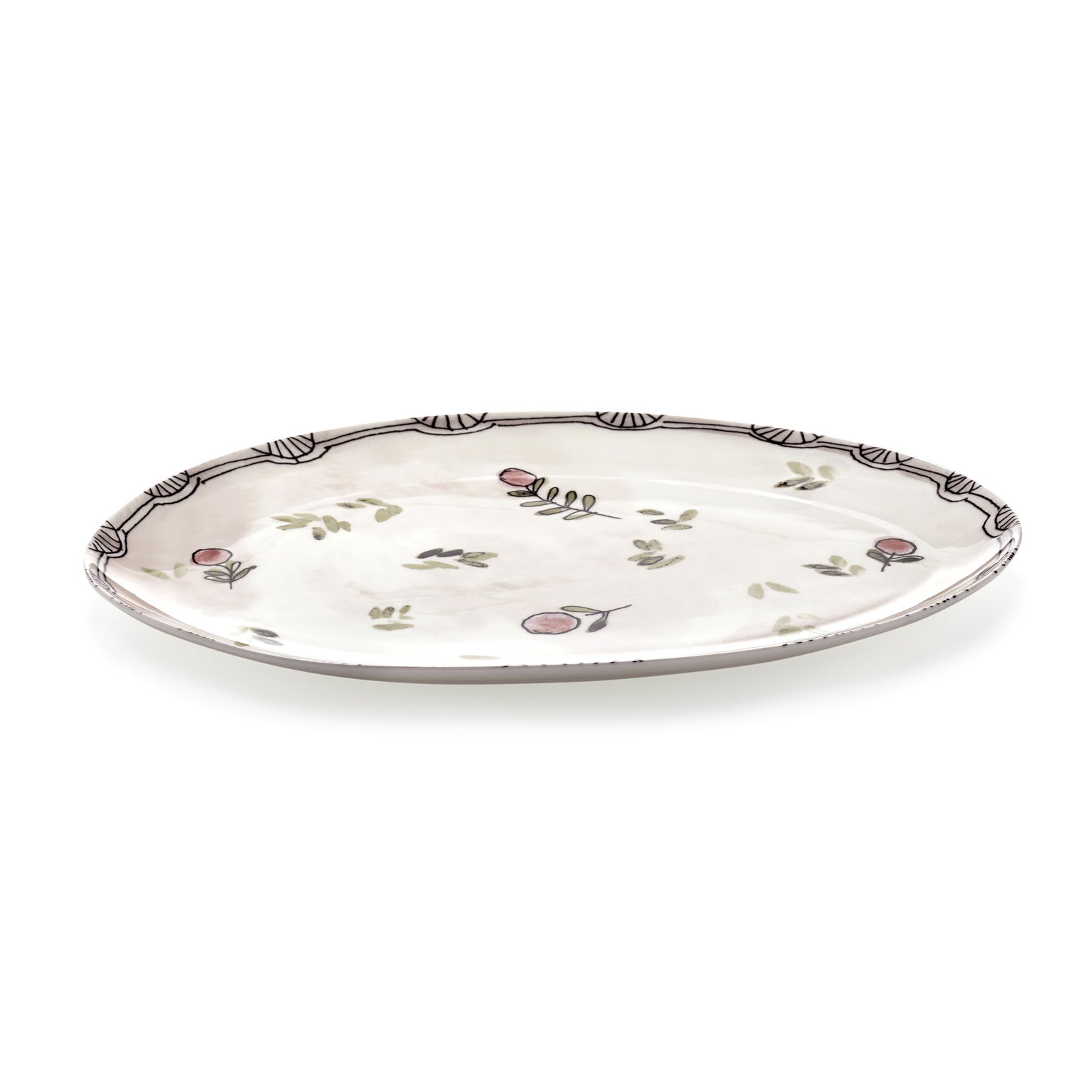 Marni Midnight Flowers Small Oval Plate - Mirtillo Nude